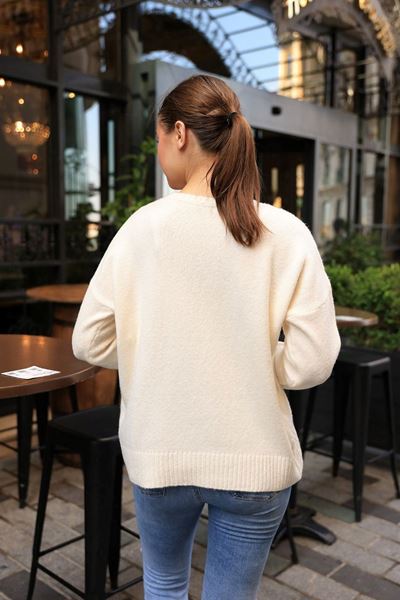 LATMOS DÜZ TRİKO KAZAK- BEYAZ