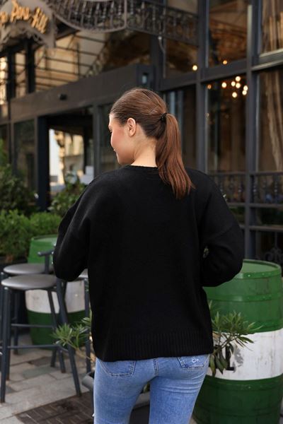 LATMOS DÜZ TRİKO KAZAK- SİYAH