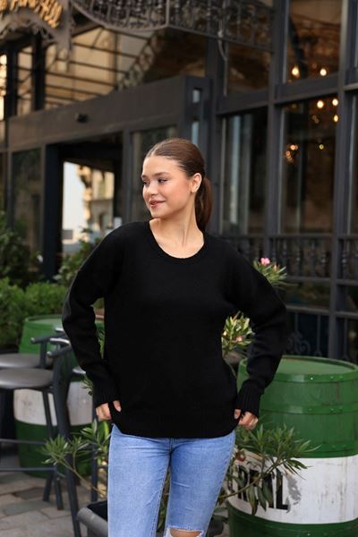 LATMOS DÜZ TRİKO KAZAK- SİYAH