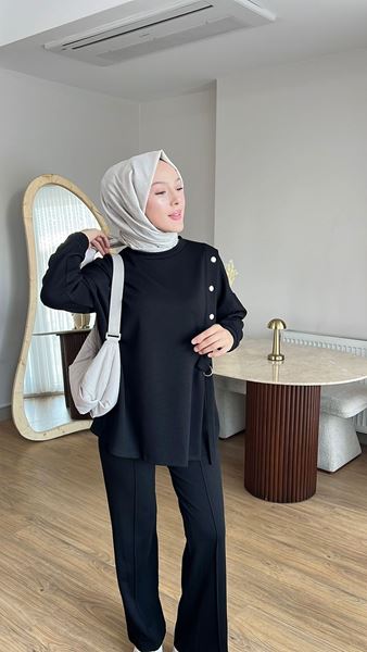 ÇIT ÇIT DETAYLI  TAKIM-SİYAH