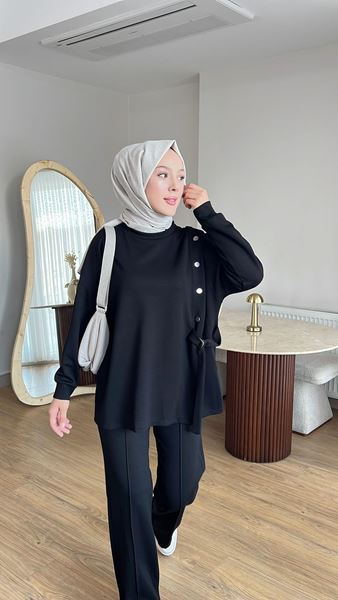 ÇIT ÇIT DETAYLI OYSHO TAKIM-SİYAH