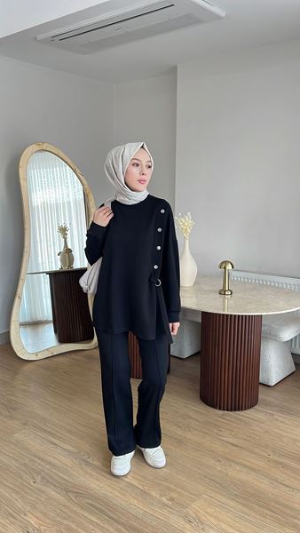 ÇIT ÇIT DETAYLI  TAKIM-SİYAH