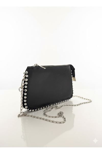 Kadın Mini Zincirli Çanta – Şık Taş Süslemeli Model