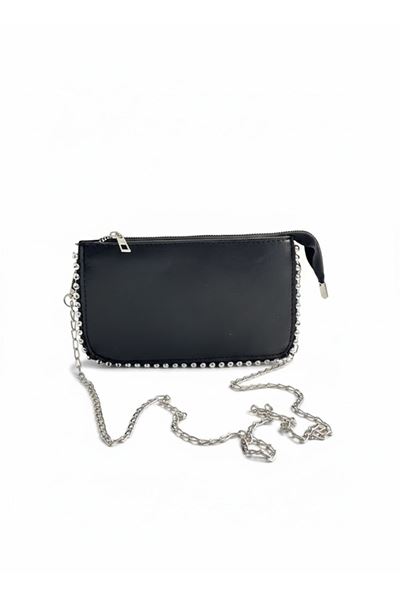 Kadın Mini Zincirli Çanta – Şık Taş Süslemeli Model