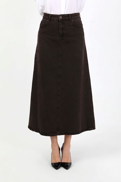 تنورة سوداء عالية الخصر على شكل حرف A