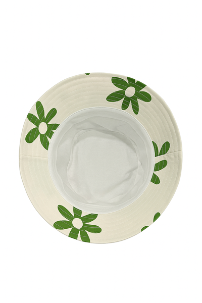 Yeşil Çiçek Desenli Bucket Şapka