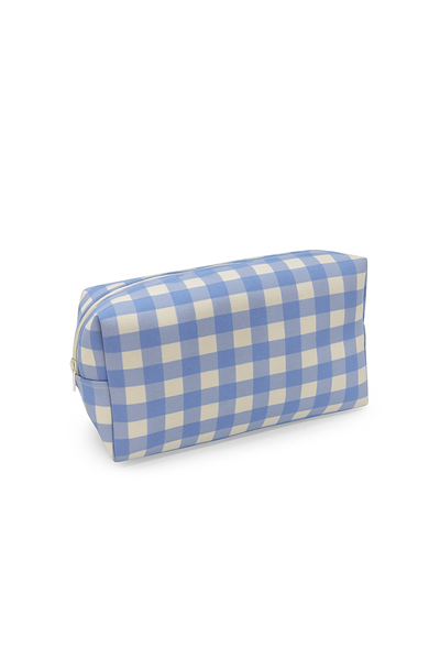 MAVİ ÇİZGİLİ MAKYAJ ÇANTASI