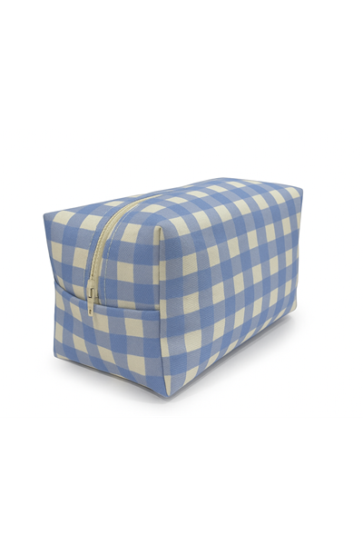 MAVİ ÇİZGİLİ MAKYAJ ÇANTASI