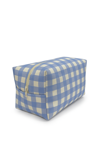 Mavi Çizgili  Şapka & Makyaj Çantası Seti 