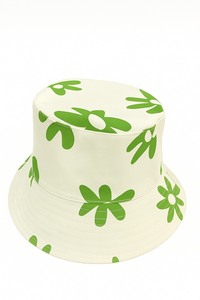 Yeşil Çiçekli Şapka & Makyaj Çantası Seti  