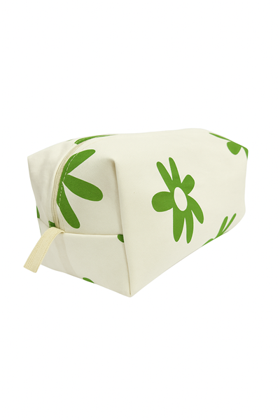 Yeşil Çiçekli Şapka & Makyaj Çantası Seti  
