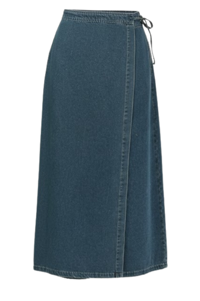 YANDAN BAĞLAMALI DENİM ETEK- MAVİ