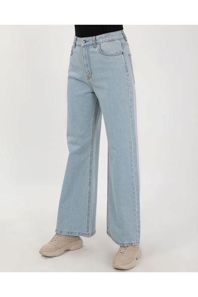 BÜYÜK BEDEN KADIN PANTOLON- AÇIK MAVİ