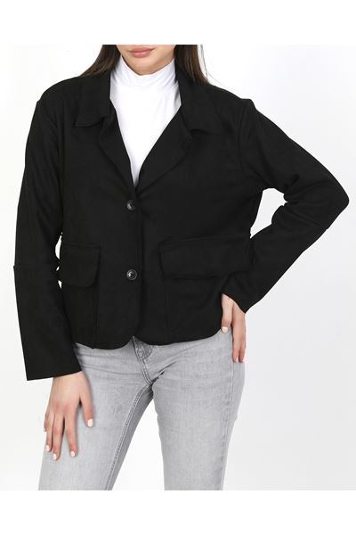 SÜET KADIN CEKET-SİYAH