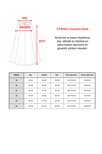 KADIN YÜKSEK BEL DENİM UZUN ETEK- MAVİ
