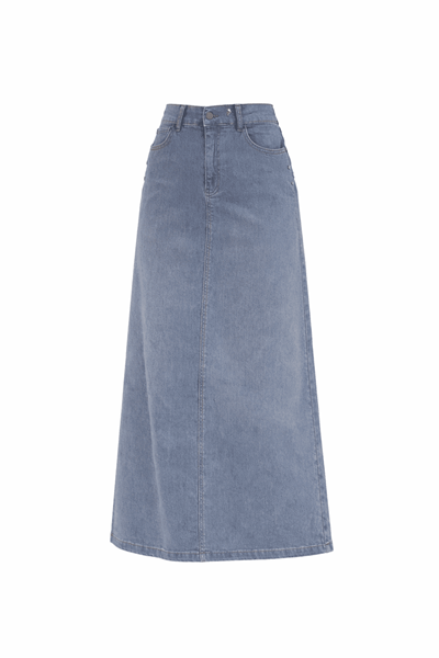 Doğal Kumaşlı Yıldız Rivetlı Kot Etek Gri