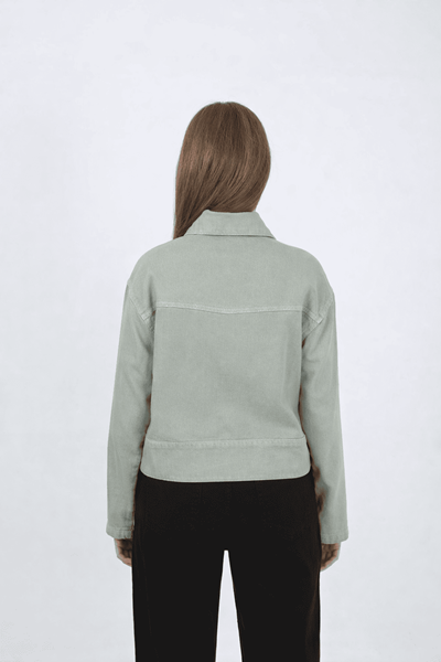 DÜĞMELİ JEAN CEKET- YEŞİL