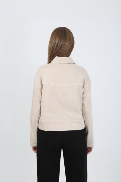 DÜĞMELİ JEAN CEKET- EKRU