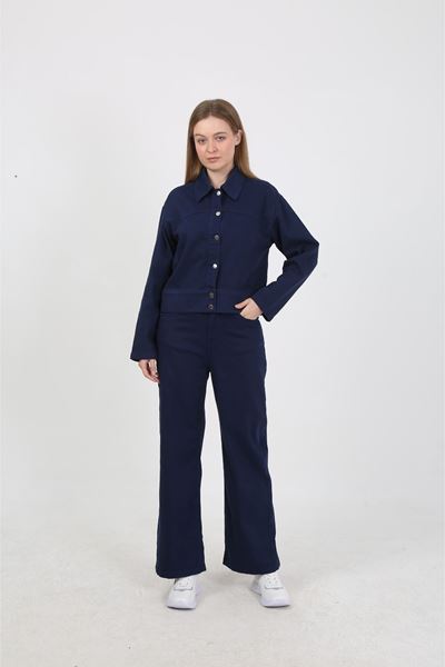 DÜĞMELİ JEAN CEKET- LACİVERT