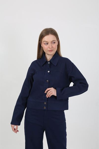 DÜĞMELİ JEAN CEKET- LACİVERT