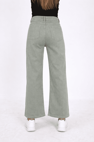 LASTİK DETAYLI JEAN PANTOLON- YEŞİL