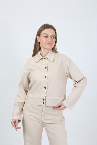 KADIN  JEAN PANTOLON VE CEKET TAKIM- EKRU