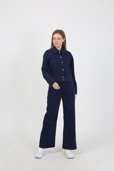 KADIN  JEAN PANTOLON VE CEKET TAKIM- LACİVERT