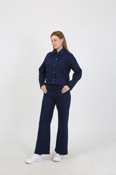 KADIN  JEAN PANTOLON VE CEKET TAKIM- LACİVERT