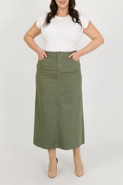 BÜYÜK BEDEN TESETTÜR ETEK- HAKİ