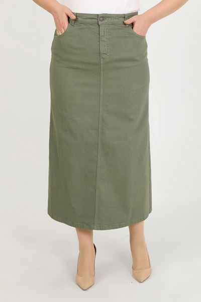 BÜYÜK BEDEN TESETTÜR ETEK- HAKİ