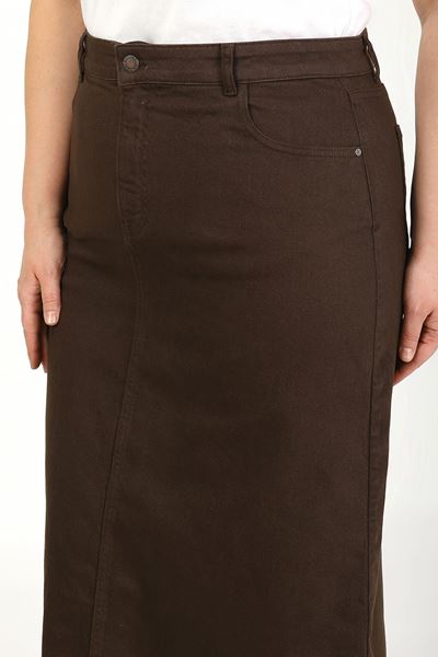 BÜYÜK BEDEN TESETTÜR ETEK- KAHVERENGİ