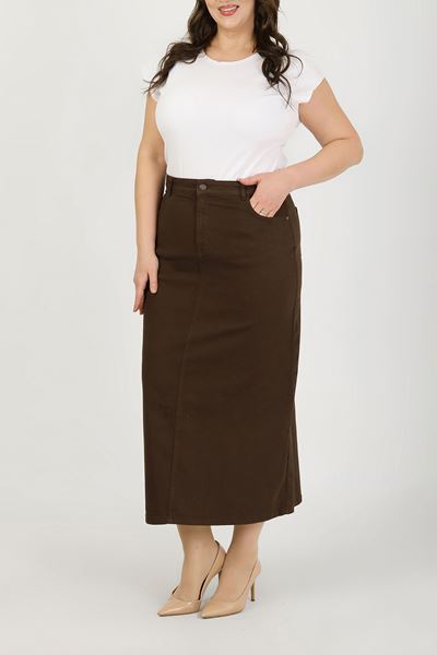 BÜYÜK BEDEN TESETTÜR ETEK- KAHVERENGİ