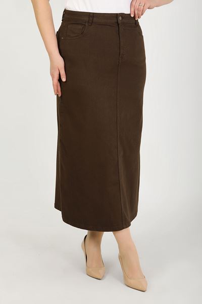 BÜYÜK BEDEN TESETTÜR ETEK- KAHVERENGİ