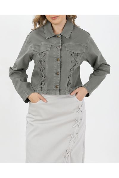 BAĞCIKLI DENİM CEKET- HAKİ