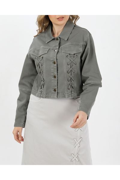 BAĞCIKLI DENİM CEKET- HAKİ