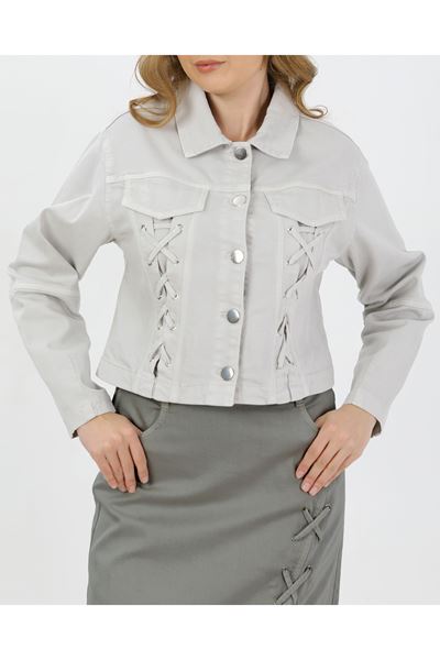 BAĞCIKLI DENİM CEKET- AÇIK FÜME