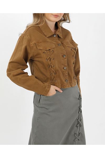 BAĞCIKLI DENİM CEKET- CAMEL