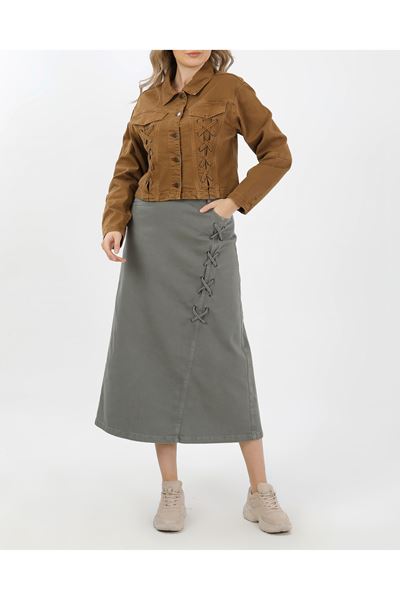 BAĞCIKLI DENİM CEKET- CAMEL