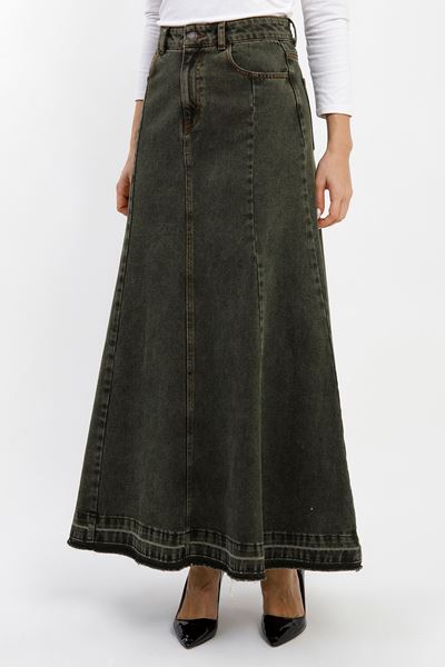 KADIN A FORM YEŞİL DENİM ETEK 