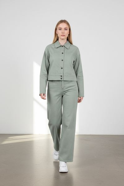 KADIN  JEAN PANTOLON VE CEKET TAKIM- YEŞİL