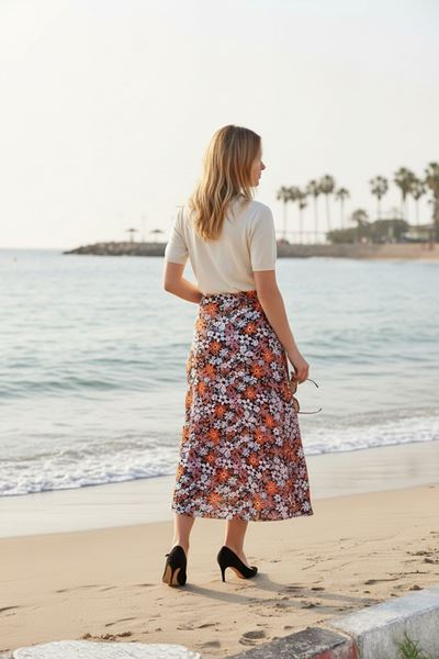 Юбка из гребенного хлопка и вискозы оранжевого цвета