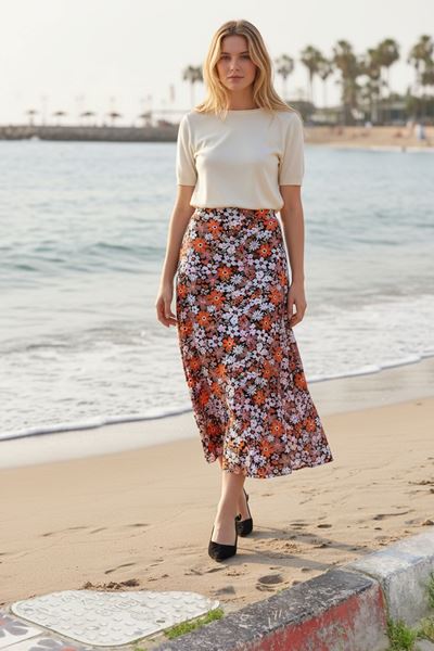 Юбка из гребенного хлопка и вискозы оранжевого цвета