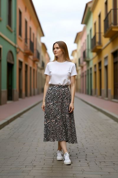 Юбка из хлопчатобумажной вискозы с черным и коричневым оттенком