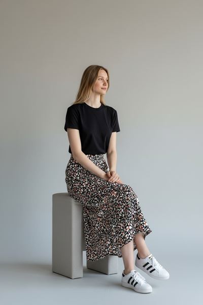 Юбка из хлопчатобумажной вискозы с черным и коричневым оттенком