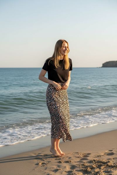 Юбка из хлопчатобумажной вискозы с черным и коричневым оттенком