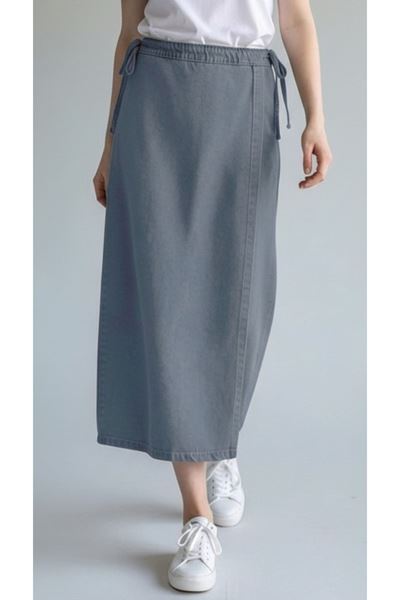 YANDAN BAĞLAMALI DENİM ETEK- ANTRASİT