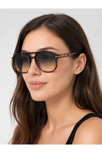 Oval Yuvarlak Çerçeve Degrade Cam Güneş Gözlüğü