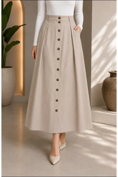 Safari Loft Buttoned Skirt