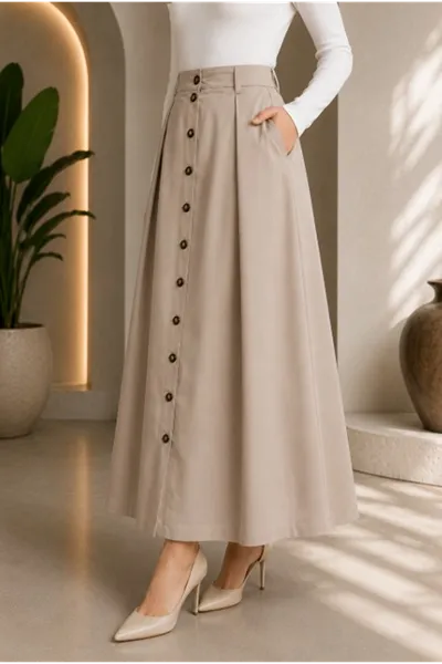 Safari Loft Buttoned Skirt