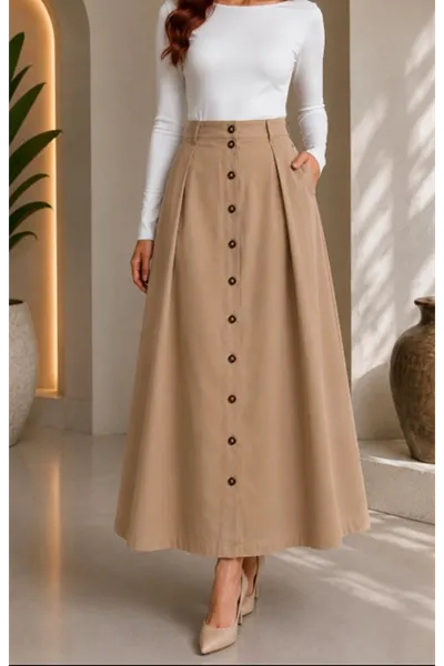 Safari Loft Buttoned Skirt